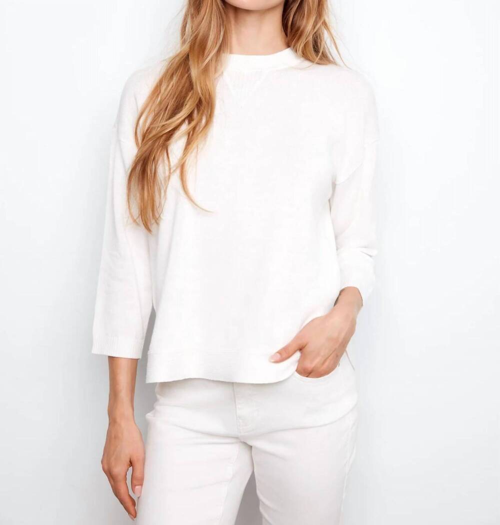 NEW CHARLIE B rounded hem cotton sweater in white